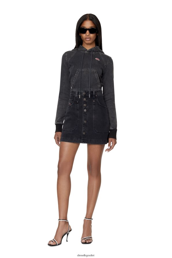 Diesel дънкова качулка d-angy track Жени FTRH4D898 облекло черно/тъмно сиво