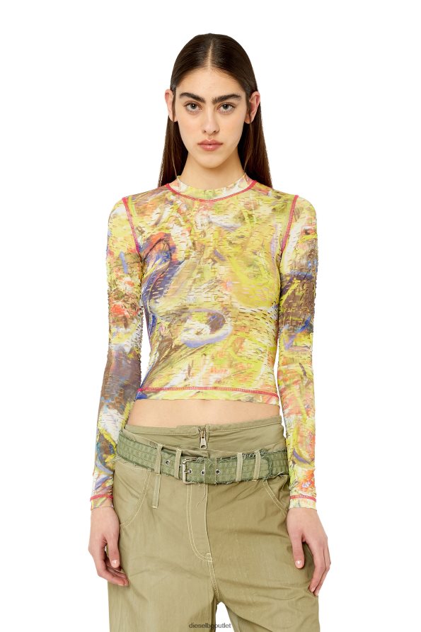 Diesel t-claddy Жени FTRH4D960 облекло бяло/жълто