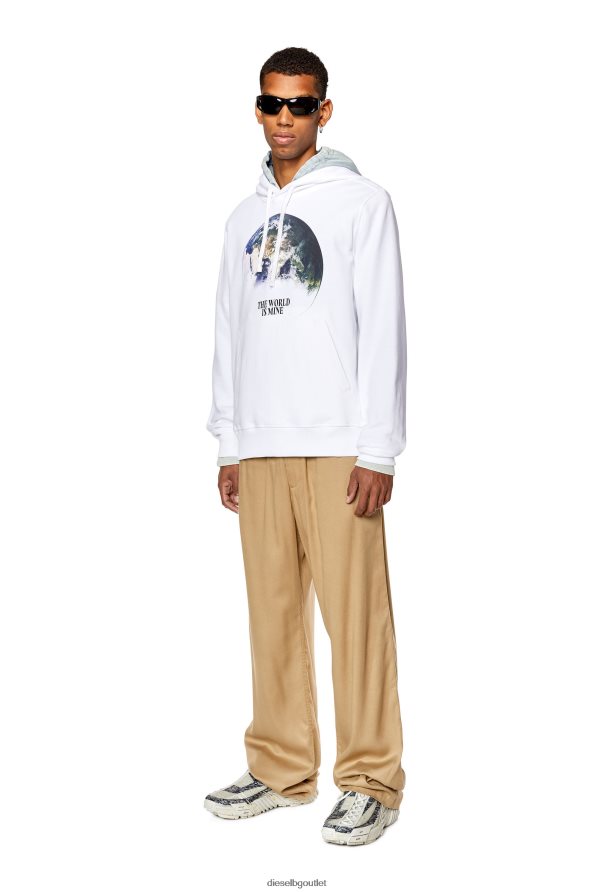 Diesel s-ginn-welt-качулка мъже FTRH4D131 облекло бяло