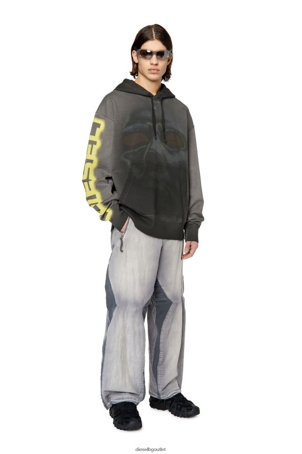 Diesel s-macs-качулка-h1 мъже FTRH4D164 облекло черен