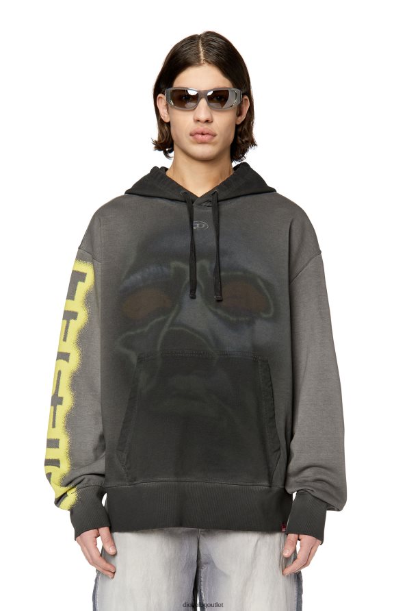 Diesel s-macs-качулка-h1 мъже FTRH4D164 облекло черен