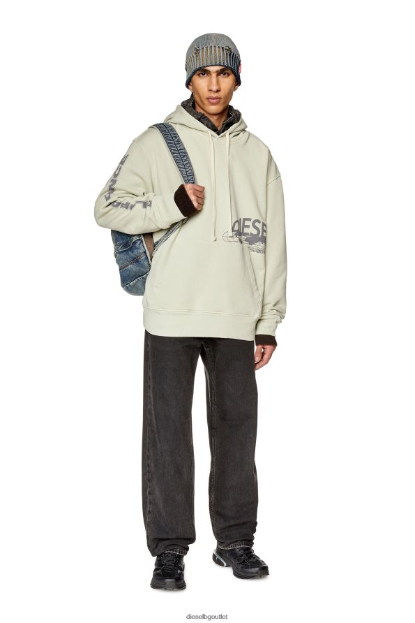 Diesel s-macs-качулка-l1 мъже FTRH4D141 облекло светло сив