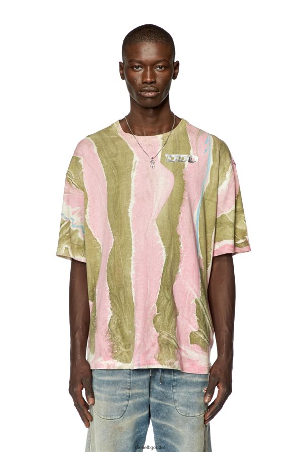 Diesel t-измиване-l2 мъже FTRH4D276 облекло зелено/розово