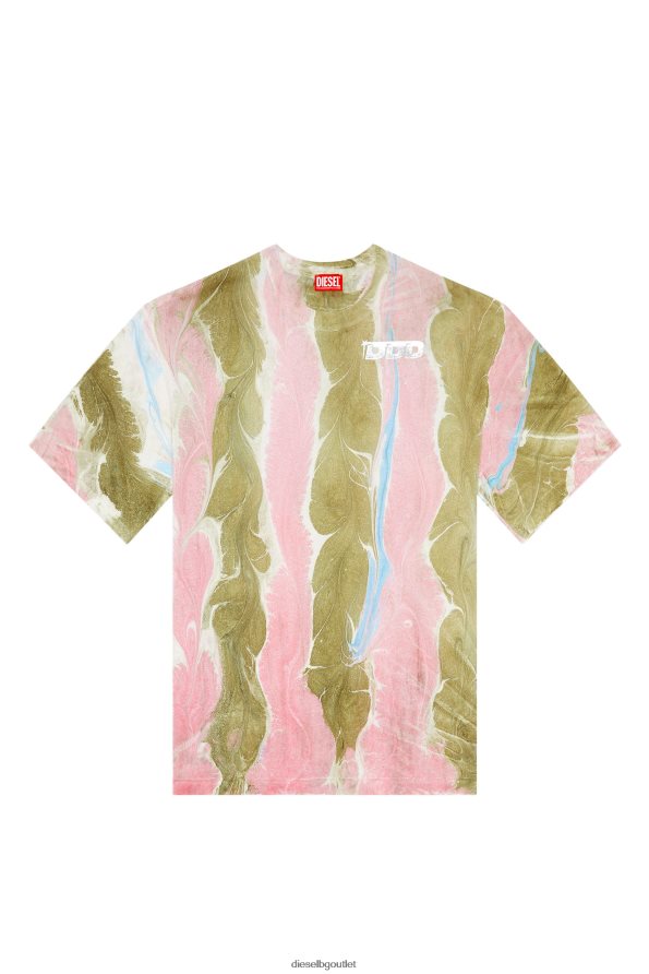 Diesel t-измиване-l2 мъже FTRH4D276 облекло зелено/розово