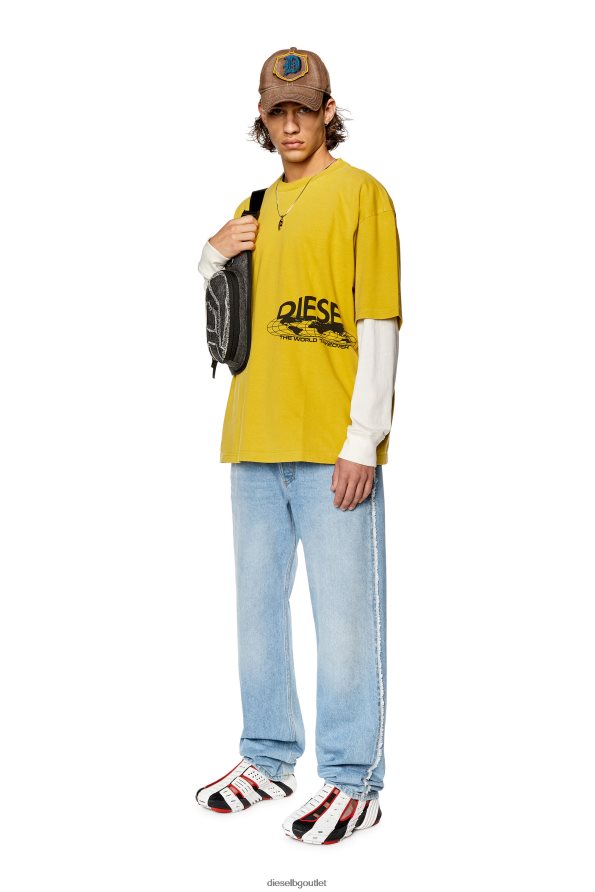 Diesel t-измиване-l5 мъже FTRH4D259 облекло жълто