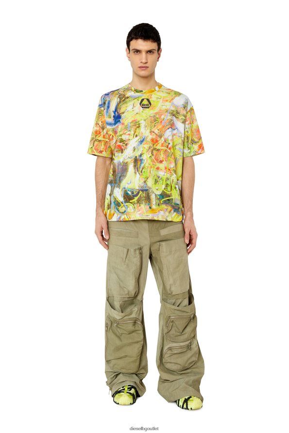 Diesel t-wash-g8 мъже FTRH4D233 облекло бяло/жълто