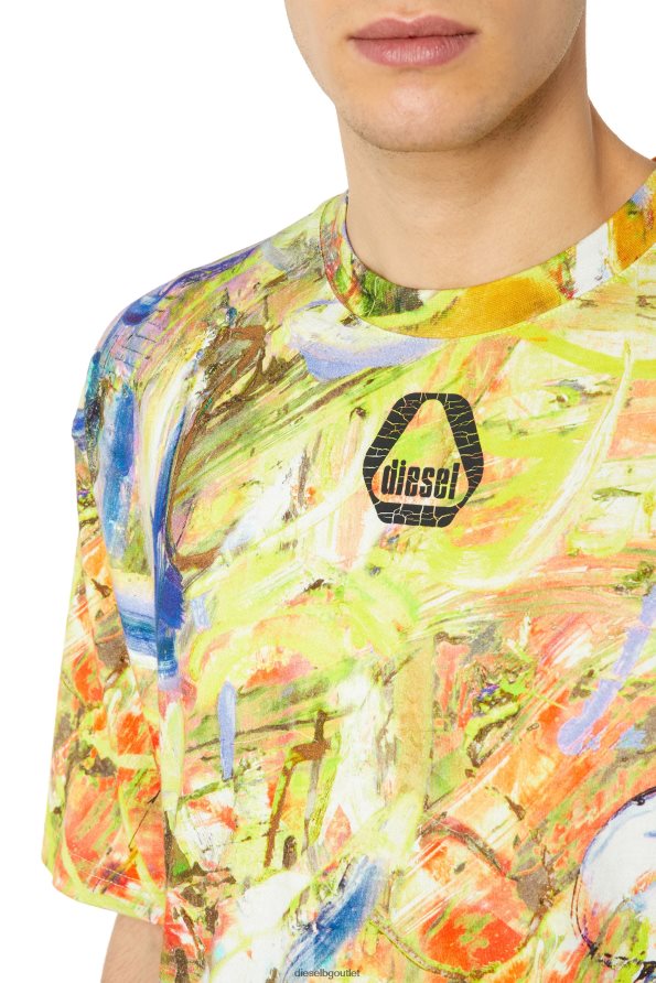 Diesel t-wash-g8 мъже FTRH4D233 облекло бяло/жълто