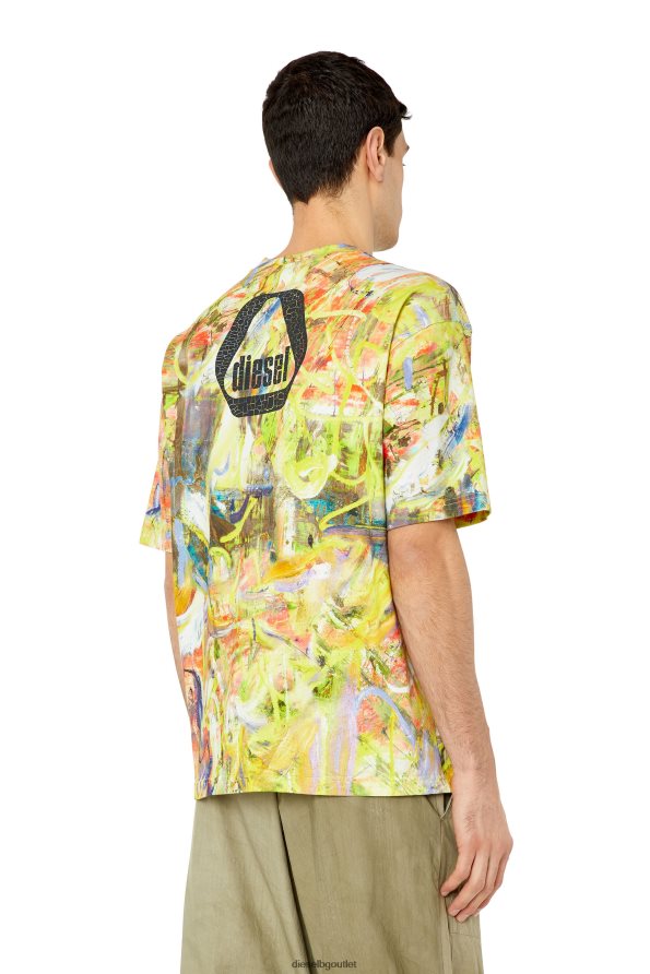 Diesel t-wash-g8 мъже FTRH4D233 облекло бяло/жълто